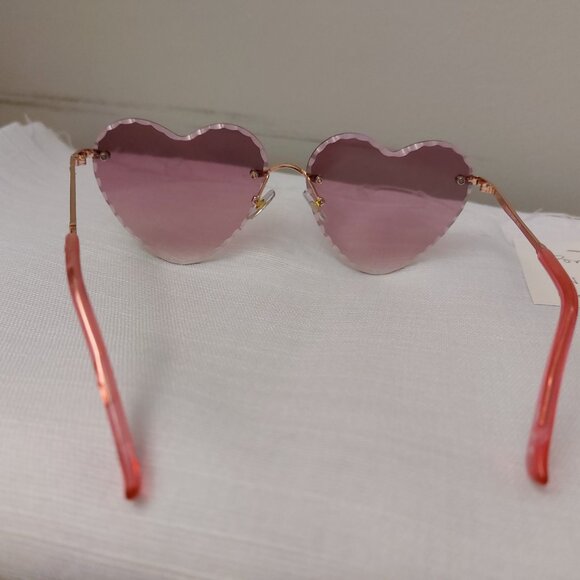 Foster Grant Pink Rimless Heart Shaped Fun Sunglasses CAT 2 AH0124 Modern Cute - Picture 5 of 9